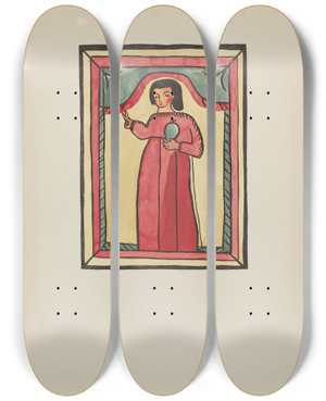Triptych art skateboard deck of American 20Th Century Plate 25 The Lost Child From Portfolio Spanish Colonial Designs Of New Mexico by American 20Th Century