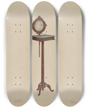 Triptych art skateboard deck of Hugh Clarke Shaving Stand by Hugh Clarke
