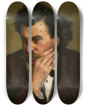 Triptych art skateboard deck of Ernst Hnler Male Portrait by Ernst Hansler
