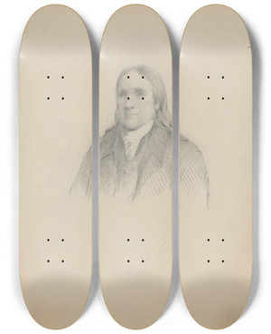 Triptych art skateboard deck of James Barton Longacre Unidentified Man_3 by James Barton Longacre (1794-1869)