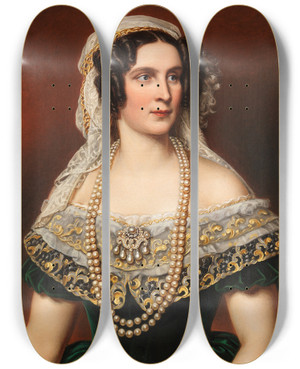 Triptych art skateboard deck of Joseph Karl Stieler Knigin Therese Von Bayern by Joseph Karl Stieler (1781-1858)