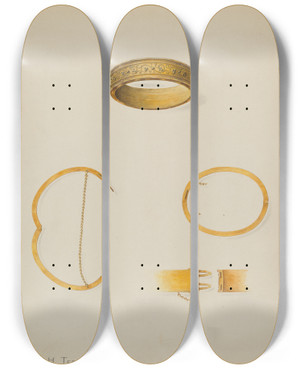 Triptych art skateboard deck of John H Tercuzzi Bracelet_2 by John H Tercuzzi