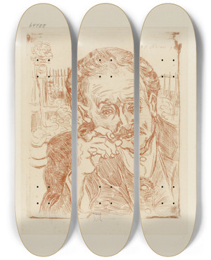 Triptych art skateboard deck of Vincent Van Gogh Portrait Of Dr Gachet_2 by Vincent van Gogh (1853-1890)