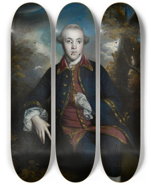 Triptych art skateboard deck of Sir Joshua Reynolds Portrait Of Charles Brandling by Sir Joshua Reynolds (1723-1792)