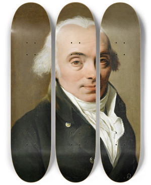 Triptych art skateboard deck of Louis Lopold Boilly Presumed Portrait Of Alexandre Lenoir by Louis Leopold Boilly (1761-1845)