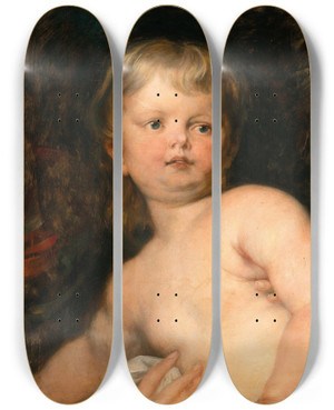 Triptych art skateboard deck of Hans Canon The Christ Child by Hans Canon (1829-1885)