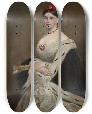 Triptych art skateboard deck of Franz Xaver Winterhalter Louisa Hargreaves_1 by Franz Xaver Winterhalter (1805-1873)
