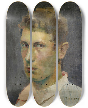Triptych art skateboard deck of Franz Marent Selfportrait by Franz Marent (1895-1918)