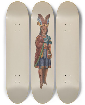 Triptych art skateboard deck of Einar Heiberg Cigar Store Indian_7 by Einar Heiberg