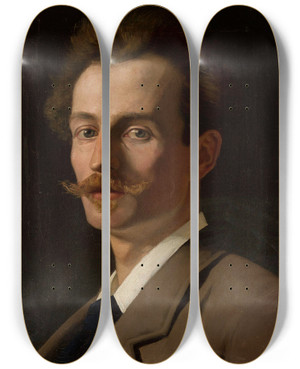 Triptych art skateboard deck of Jan Styka Portrait Of Franciszek Krudowski Painter by Jan Styka (1858-1925)