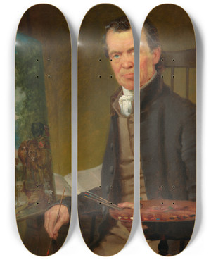 Triptych art skateboard deck of Thomas Hicks Edward Hicks Painting The Peaceable Kingdom by Thomas Hicks (1823-1890)