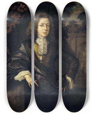 Triptych art skateboard deck of Danil Haringh Johan Van Bochoven 162493 Public Prosecutor And Councillor At The Court Of Flanders by Daniel Haringh (1636-1713)