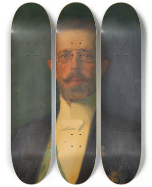 Triptych art skateboard deck of Bernhard Sterman King Gustaf V_1 by Bernhard Osterman (1870-1938)