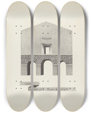 Triptych art skateboard deck of James Jones Mision San Juan Bautista_2 by James Jones