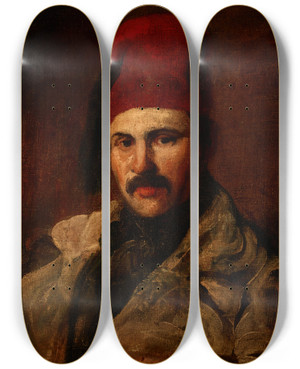 Triptych art skateboard deck of Piotr Michaowski Portrait Of Maksymilian Oborski Wearing A Fez by Piotr Michalowski (1800-1855) Triptych art skateboard deck of Piotr Michaowski Portrait Of Maksymilian Oborski Wearing A Fez by Piotr Michalowski (1800-1855)