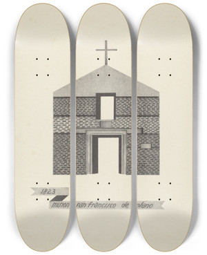 Triptych art skateboard deck of James Jones Mision San Francisco De Solano_1 by James Jones