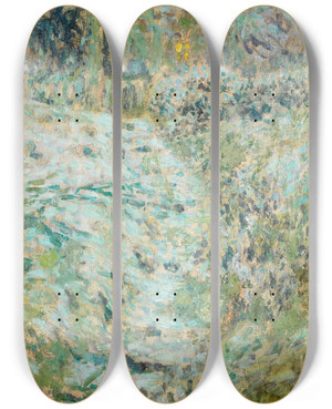 Triptych art skateboard deck of Henri Le Sidaner Escalier Dans Le Jardin Sans La Neige Gerberoy by Henri Le Sidaner (1862-1939)
