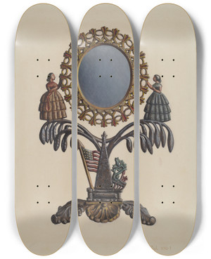 Triptych art skateboard deck of Regina Henderer Jenny Lind Mirror by Regina Henderer
