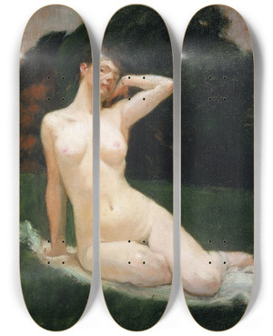 Triptych art skateboard deck of Kenyon Cox Study For Evening by Kenyon Cox (1856-1919)