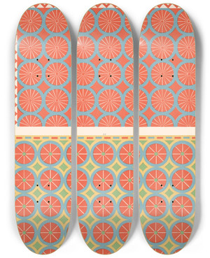 Triptych art skateboard deck of Gustave Jquier 22 Plafond Du Tombeau De Hiqerneheh N64 23 Plafond Du Tombeau De Tenna N 76 by Gustave Jequier (1868-1946)
