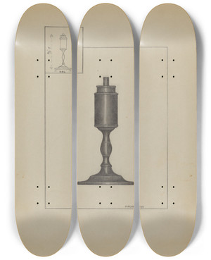 Triptych art skateboard deck of Matthew Mangiacotti Lamp_4 by Matthew Mangiacotti Triptych art skateboard deck of Matthew Mangiacotti Lamp_4 by Matthew Mangiacotti