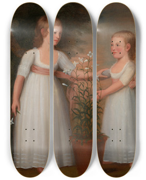 Triptych art skateboard deck of Edward Savage The Davis Children Eliza Cheever Davis And John Derby Davis by Edward Savage (1761-1817)