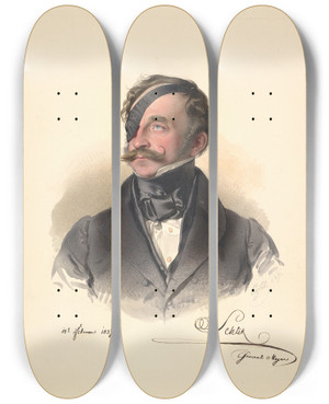 Triptych art skateboard deck of Franz Eybl Franois Henri Schlick Count Of Bassano De Weisskirchen by Franz Eybl (1806-1880)