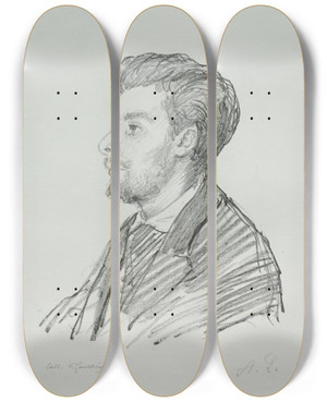 Triptych art skateboard deck of Alphonse Legros Frderic Rgamey by Alphonse Legros (1837-1911)