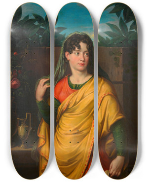 Triptych art skateboard deck of Josef Abel Die Schauspielerin Therese Von Hudelist Geb Zigeuner V Blumendorf by Josef Abel (1764-1818)