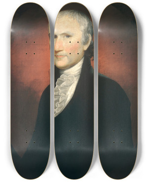 Triptych art skateboard deck of John Vanderlyn Egbert Benson by John Vanderlyn (1775-1852)