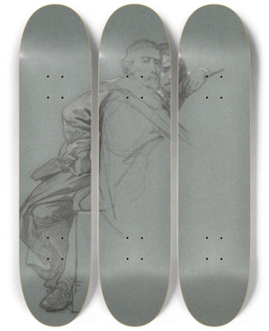 Triptych art skateboard deck of Nicaise De Keyser The Sculptors Johannes Van Mildert And Lucas Faydherbe by Nicaise De Keyser (1813-1887)