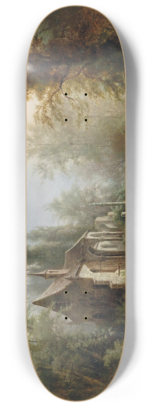 Albert Rieger - A Moonlit Night Over A Chapel And Riders 8.25 inch art skate deck