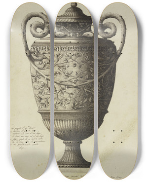 Triptych art skateboard deck of Antonio Isopi A Vase by Antonio Isopi (1758-1833)