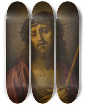Triptych art skateboard deck of Florentine School Christ As The Man Of Sorrows by Florentine School