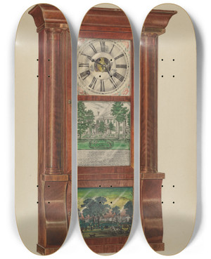 Triptych art skateboard deck of Francis Law Durand Mantel Clock_2 by Francis Law Durand (1935)