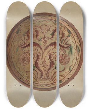 Triptych art skateboard deck of Charles Garjian Pa German Plate_3 by Charles Garjian