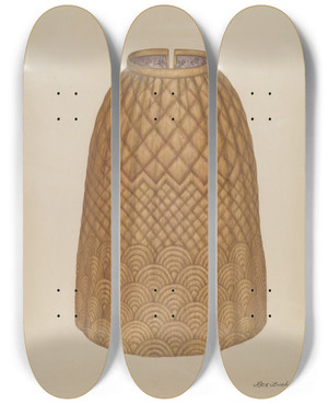 Triptych art skateboard deck of Rex F Bush Quilted Petticoat_1 by Rex F Bush (20-)