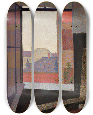Triptych art skateboard deck of Arthur Segal View From The Window by Arthur Segal (1875-1944)