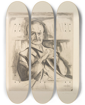 Triptych art skateboard deck of Franz Nlken Portrts by Franz Nolken (1884-1918)