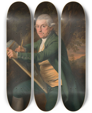 Triptych art skateboard deck of John Francis Rigaud George Robertson by John Francis Rigaud (1742-1810)