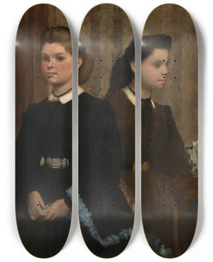 Triptych art skateboard deck of Edgar Degas The Bellelli Sisters Giovanna And Giuliana Bellelli by Edgar Degas (1834-1917)