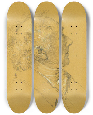 Triptych art skateboard deck of Johann Peter Krafft Portrtstudie Zur Ausfahrt Des Kaiserpaares Nach Einer Schweren Krankheit Des Kaisers Franz I by Johann Peter Krafft (1780-1856)