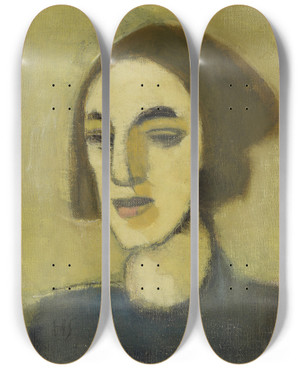 Triptych art skateboard deck of Helene Schjerfbeck Girl From Loviisa by Helene Schjerfbeck (1862-1946)