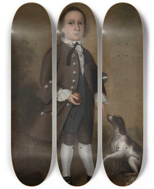 Triptych art skateboard deck of Joseph Badger Jeremiah Belknap by Joseph Badger (1708-1765)