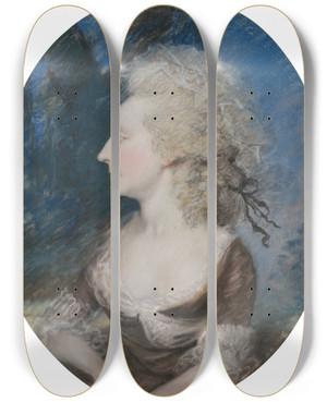 Triptych art skateboard deck of James Sharples Portrait Of Mrs Fitzherbert Wife Of George Iv by James Sharples (1825-1893)