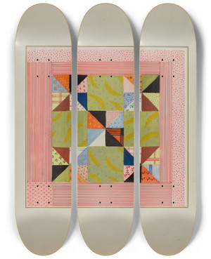 Triptych art skateboard deck of Cornelius Christoffels Quilt Section by Cornelius Christoffels (1879-1960)