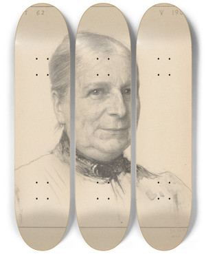 Triptych art skateboard deck of Jan Veth Portret Van Hester Den Texboissevain by Jan Veth (1864-1925)