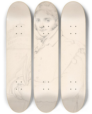 Triptych art skateboard deck of Jean Auguste Dominique Ingres Merryjoseph Blondel 17811853 by Jean Auguste Dominique Ingres (1780-1867)