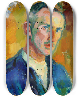 Triptych art skateboard deck of Magnus Enckell Selfportrait by Magnus Enckell (1870-1925)