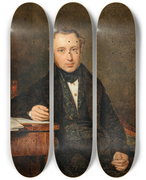 Triptych art skateboard deck of Ferdinand Georg Waldmller Portrt Josef Von Stadler by Ferdinand Georg Waldmuller (1793-1865)